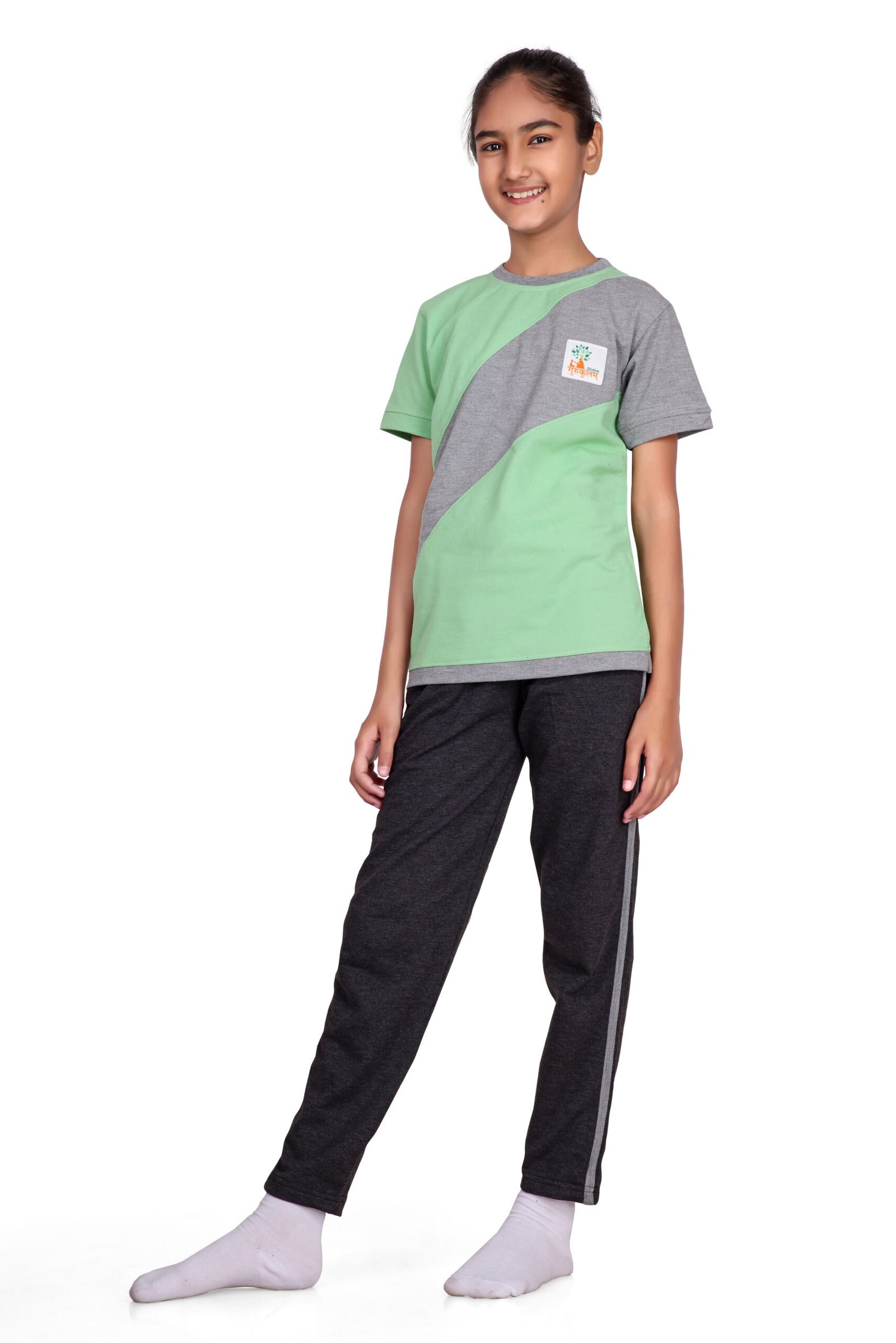 Arihant Uniform Divine Gurukulam School Girl Pista Green Sports T-Shirt Buy Online Ahmedabad Gujarat India (1)