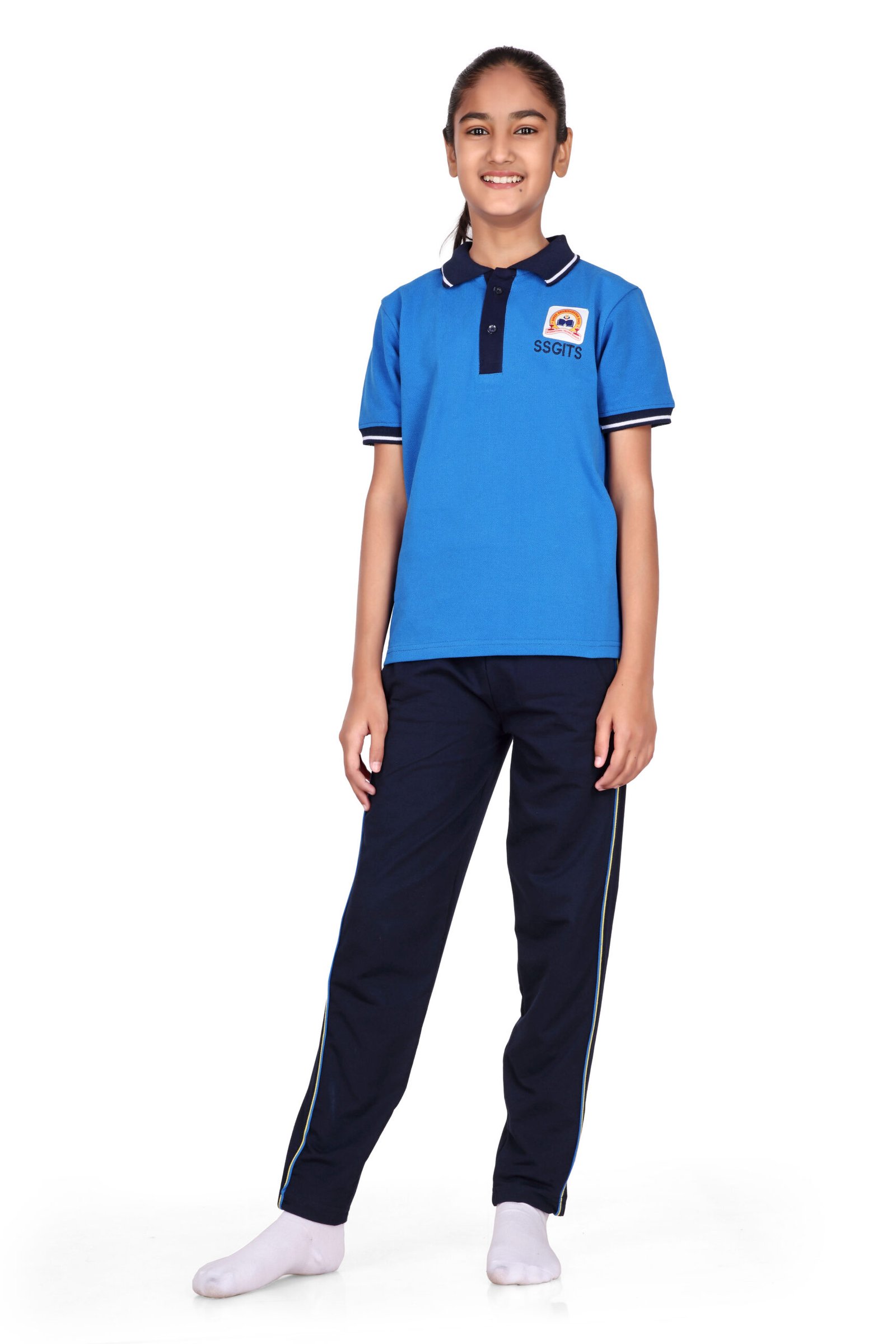 Arihant Uniforms Shree Swaminarayan Gadi School-SGS Girl boy Blue Sports T-Shirt Buy Online Ahmedabad Gujarat India 1